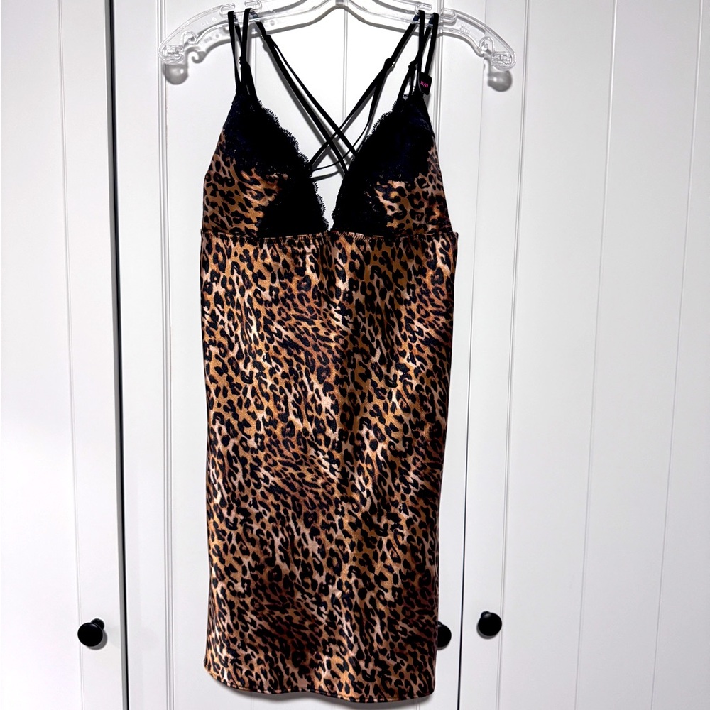 2/$30 🐆 Leopard Print Lace Trim Satin Chemise Size XS from LaSenza BNWT